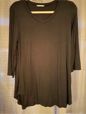BAMBOO Black V-Neck 3/4 Sleeve Tunic Top
